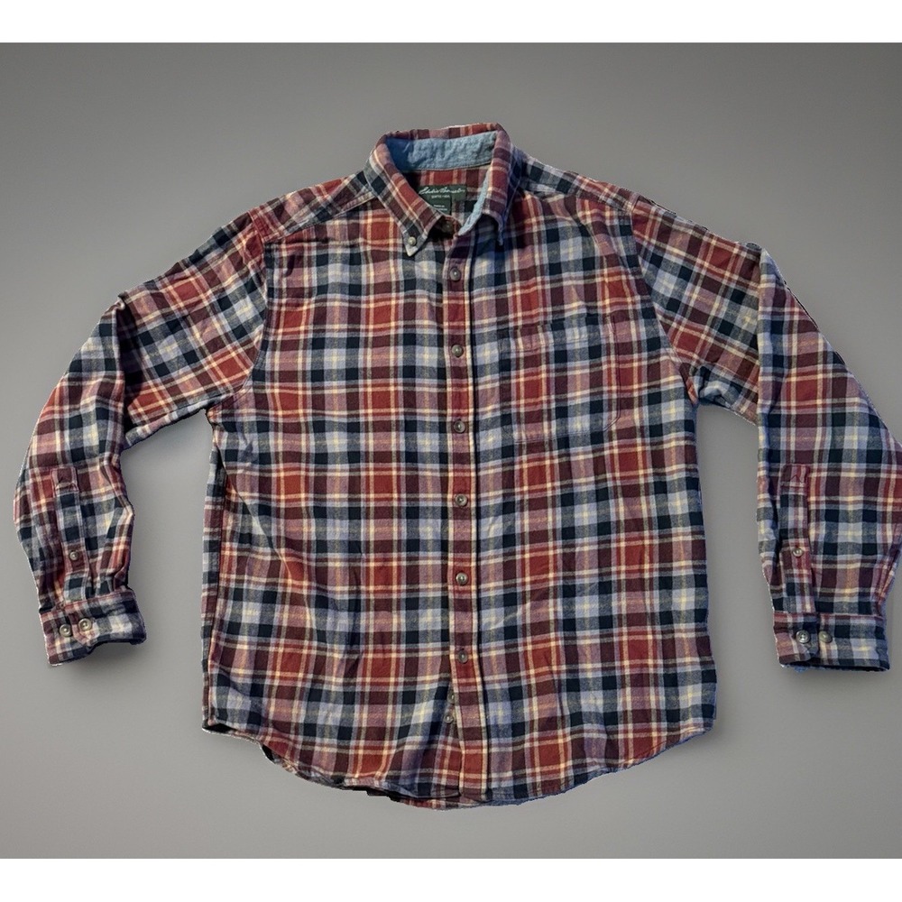 Eddie Bauer Plaid Flannel Multicolor Button-Up Long Sleeve Shirt Men's S